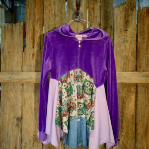 Up-cycled Purple Owl langenlook Hoodie